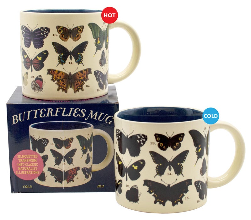The Unemployed Philosophers Guild Butterfly Color Changing Heat Transforming Mug - Hot Coffee Reveals 18 Butterflies in Beautiful Colorful Detail, Comes in a Fun Box, 14oz. - Image 3