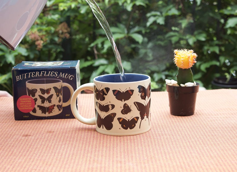 The Unemployed Philosophers Guild Butterfly Color Changing Heat Transforming Mug - Hot Coffee Reveals 18 Butterflies in Beautiful Colorful Detail, Comes in a Fun Box, 14oz. - Image 4