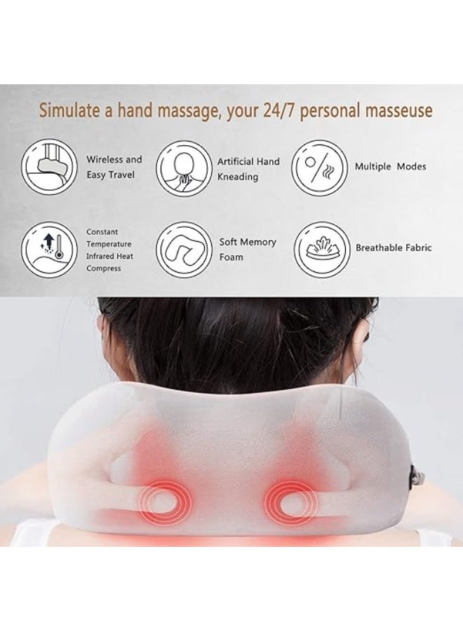 Electric Neck Massager - Deep Tissue 3D Kneading Pillow - Rechargeable & Practical for Pain Relief at Home, Office, and Car - Image 2
