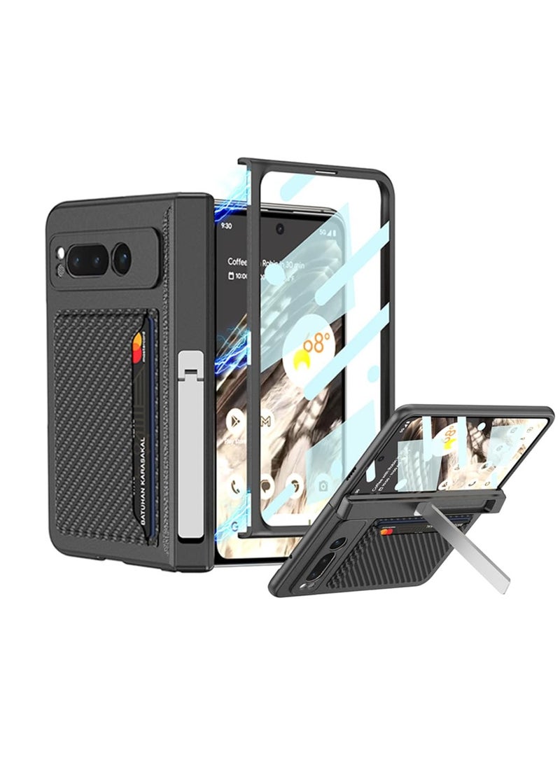 SYOSI حافظة SYOSI لهاتف Google Pixel Fold، مع واقي شاشة، وحماية المفصلة المغناطيسية وفتحات البطاقات، وحامل معدني مدمج، ومتوافق مع الشحن اللاسلكي - Image 1