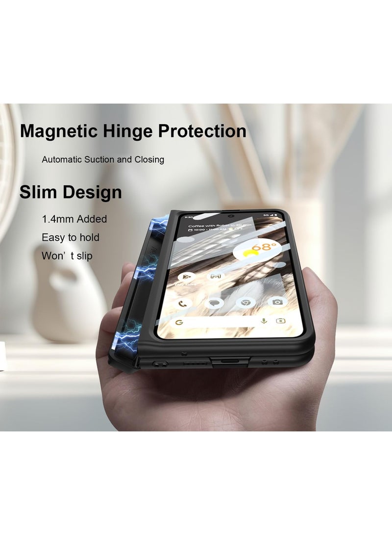 SYOSI حافظة SYOSI لهاتف Google Pixel Fold، مع واقي شاشة، وحماية المفصلة المغناطيسية وفتحات البطاقات، وحامل معدني مدمج، ومتوافق مع الشحن اللاسلكي - Image 5