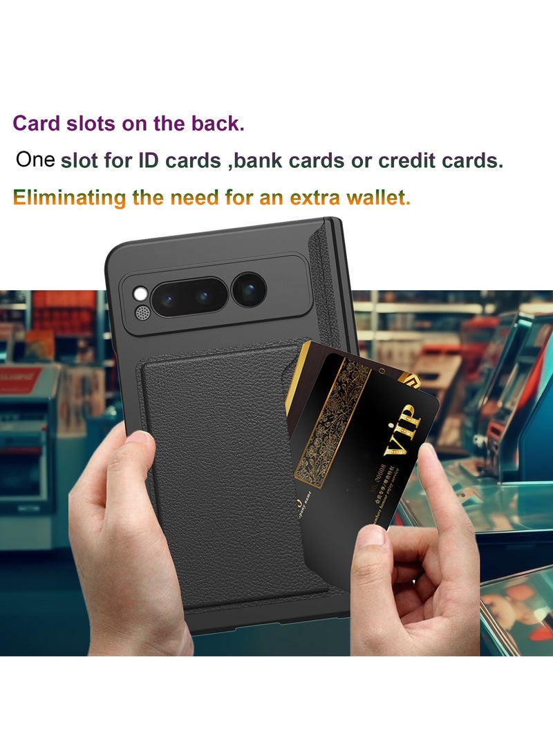 SYOSI حافظة SYOSI لهاتف Google Pixel Fold، مع واقي شاشة، وحماية المفصلة المغناطيسية وفتحات البطاقات، وحامل معدني مدمج، ومتوافق مع الشحن اللاسلكي - Image 4