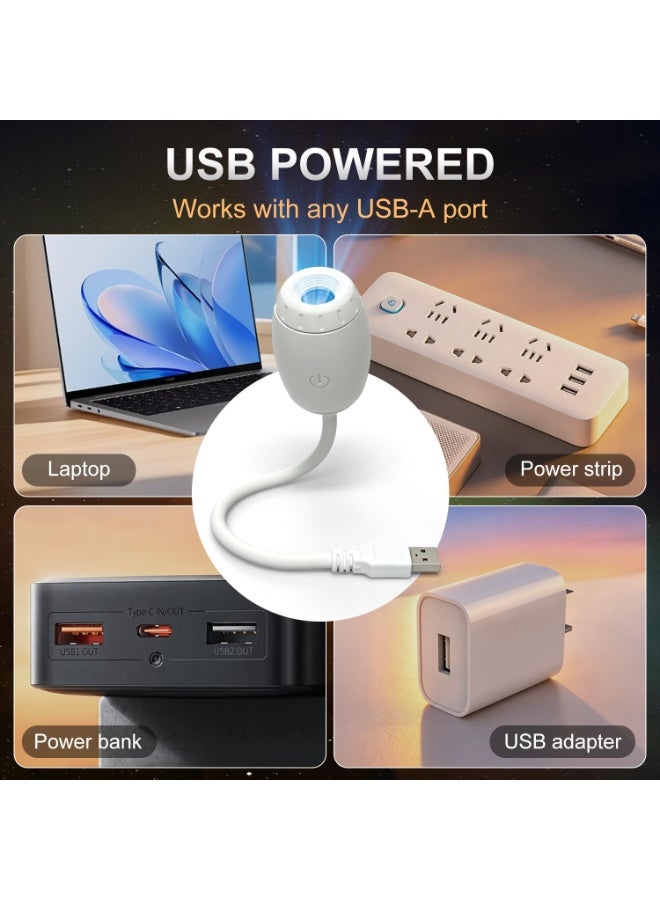 جهاز عرض ضوئي للنجوم والمجرات بمنفذ USB 2 في 1 مع 12 فيلم زجاجي فائق الدقة، بتركيز قابل للتعديل لغرفة النوم والسيارة - Image 4