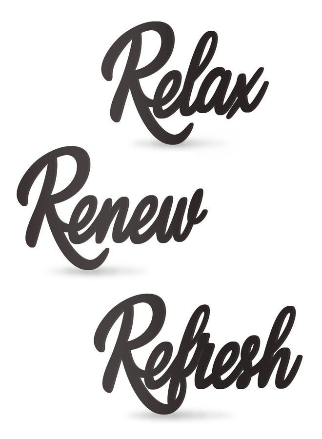 KOYILTD 3 Pieces Bathroom Decor Black Wooden Bath Room Sign Bathroom Wall Art Farmhouse Relax Renew Refresh Sign (black) - Image 1