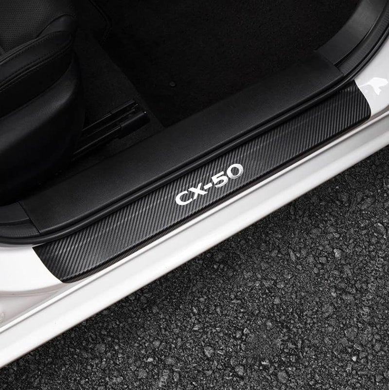 LEXLEY Carbon Fiber Style Leather Door Sill Protector for Mazda 2023 CX-50 - 4PCS - Image 1