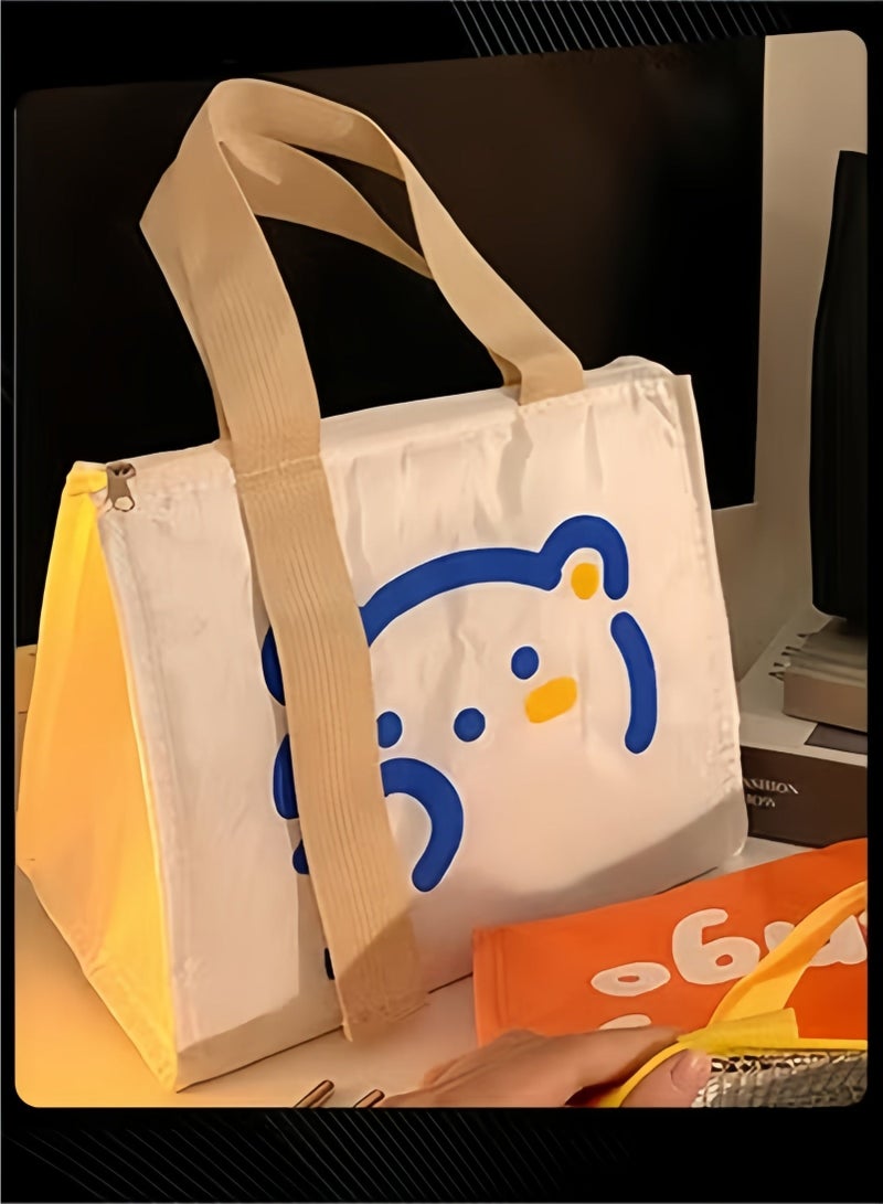 حقيبة غداء ملونة من رقائق الألومنيوم المقاومة للماء والزيت مع حزام مقبض للمدرسة والمكتب والعمل والسفر في الهواء الطلق - Image 3