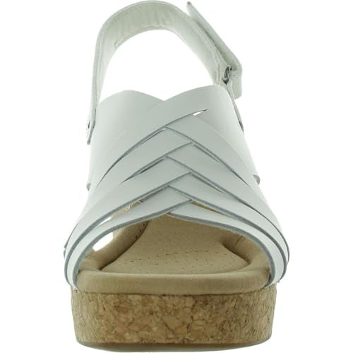 Clarks Womens's Giselle Ivy Wedge Sandal, White Leather, 9.5 Medium US - Image 4