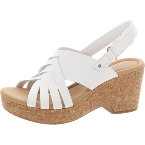 Clarks Womens's Giselle Ivy Wedge Sandal, White Leather, 9.5 Medium US - Image 2