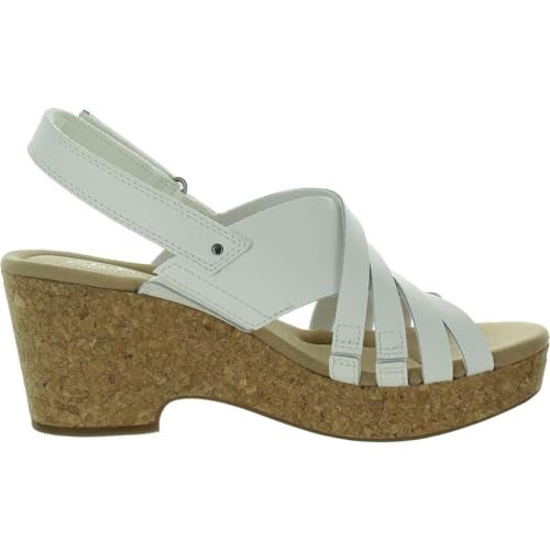 Clarks Womens's Giselle Ivy Wedge Sandal, White Leather, 9.5 Medium US - Image 3