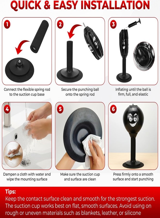 KH866 Desktop Punching Bag, Small Relaxing Rage Punch Bag for Stress Relief, Upgraded Strong Suction Cup and All-Around Foam Spring, Portable Tabletop Boxing Ball for Adults, Youth, Office, Home, Friends - Image 3