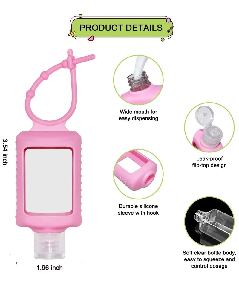 BdelrinQue 4Pcs Sanitizer Holder for Bags, Sanitizer Keychain, Dispensing Bottle Silicone Sleeve, Travel Size Leakproof Squeeze Bottles Suitable for Travel, Gym, Outdoor(Empty Bottle) - Image 2