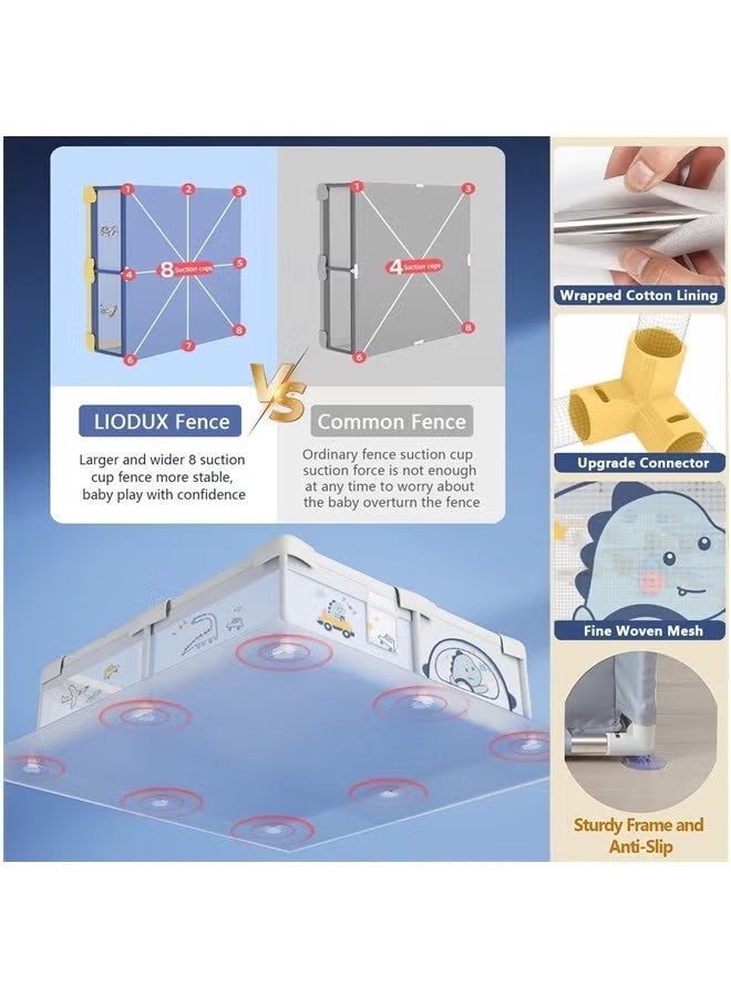 Beauenty 180*200 Baby Portable Safe Indoor & Outdoor Playard & Activity Center, Baby Bumper Foam Play Fence with Breathable Mesh Sides - Image 3