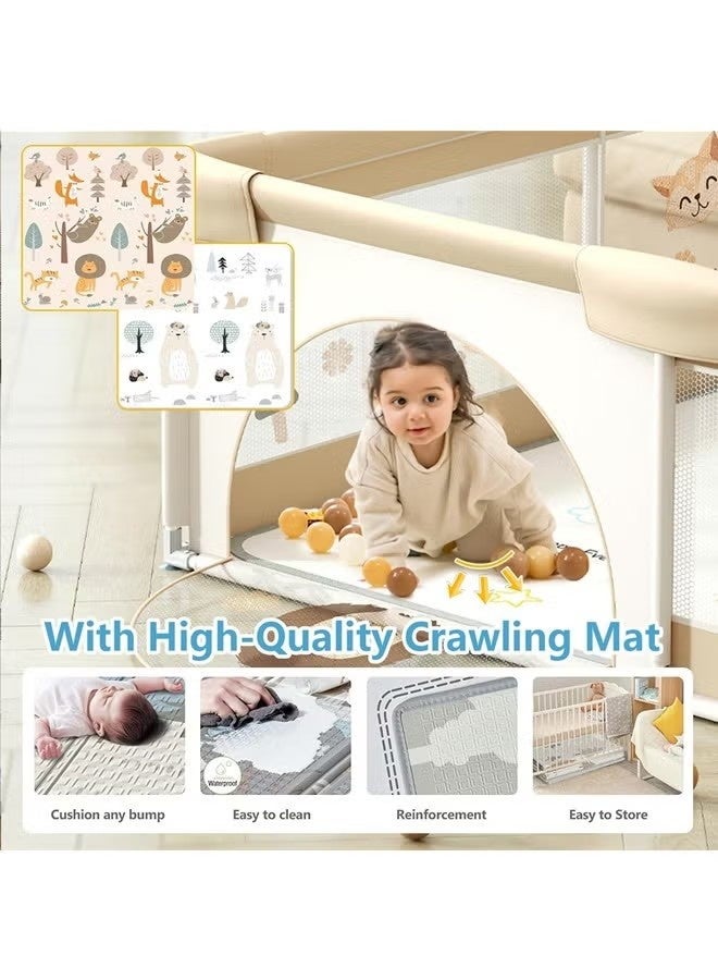 Beauenty 180*200 Baby Portable Safe Indoor & Outdoor Playard & Activity Center, Baby Bumper Foam Play Fence with Breathable Mesh Sides - Image 5