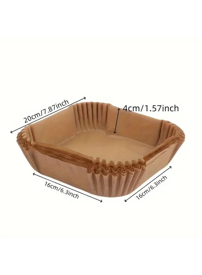 200 Pieces Brown Square Non Stick Air Fryer Liners For Baking Roasting And Microwaving Easy To Clean Healthy Cooking Accessories For Home And Commercial Kitchens - Image 3