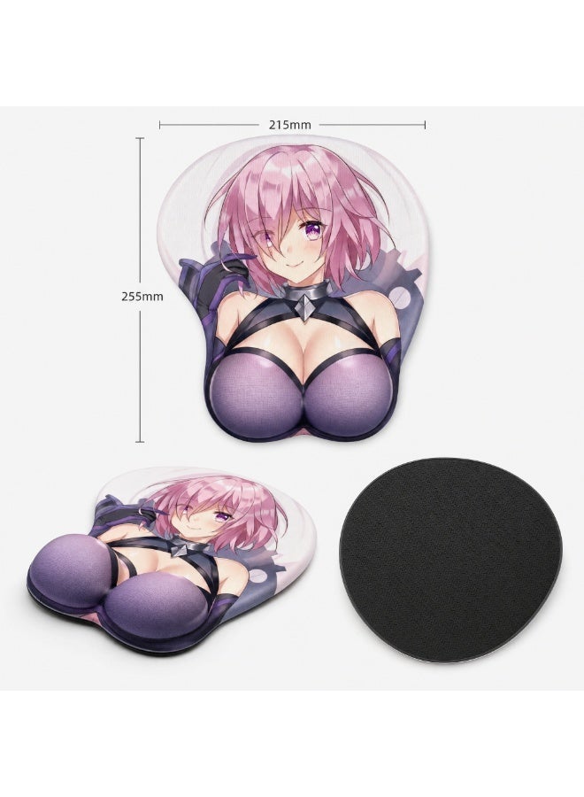 Ergonomic 3D Anime Gaming Mouse Pad with Soft Silicone Wrist Rest, Anti-Slip Base Desk Mat for PC & Laptop (255x215mm) - Image 1