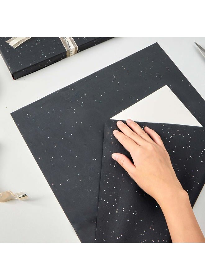 SUNCOLOR 36 Sheets Glitter Black Tissue Paper for Gift Bags – 20 x 20 inch Sparkling Wrapping Tissue for Halloween, Crafts & Party Packaging - Image 2