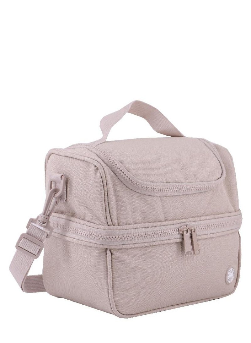 أتريوم حقيبة غداء كبيرة بسحاب لون أبيض لوزي صلب - Image 2