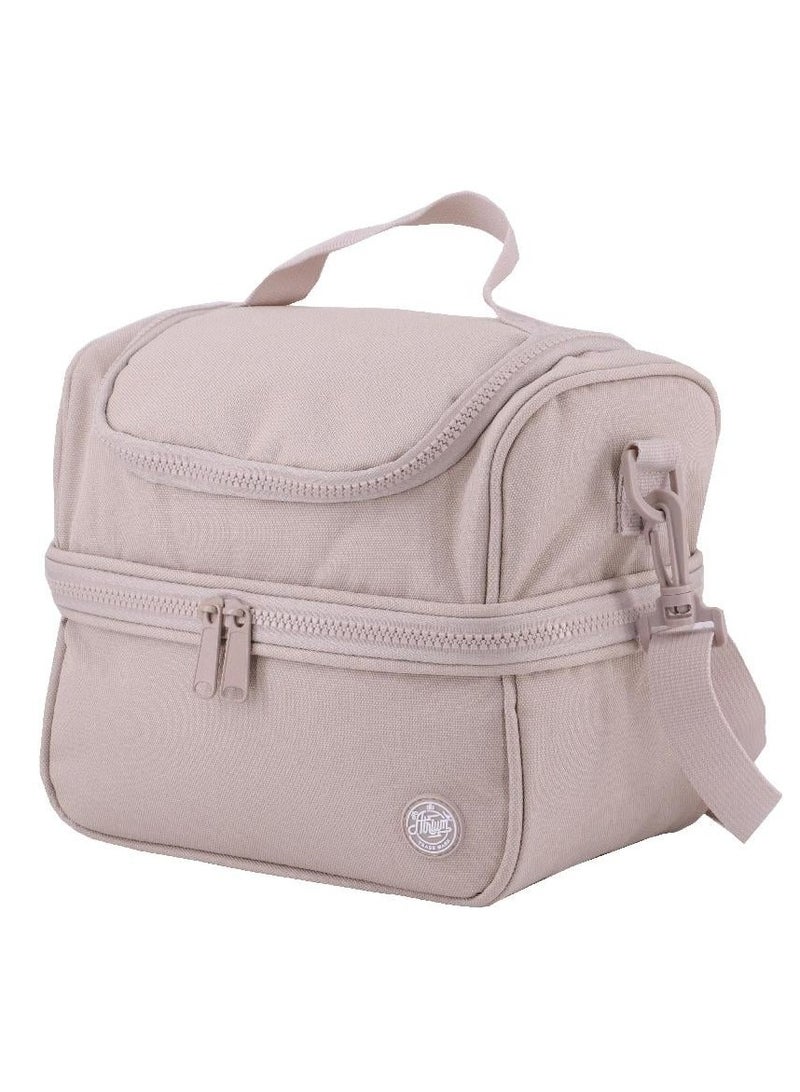 أتريوم حقيبة غداء كبيرة بسحاب لون أبيض لوزي صلب - Image 3