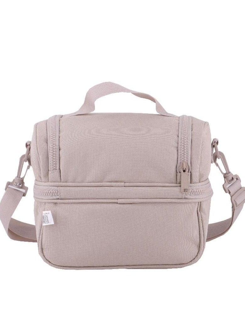 أتريوم حقيبة غداء كبيرة بسحاب لون أبيض لوزي صلب - Image 4