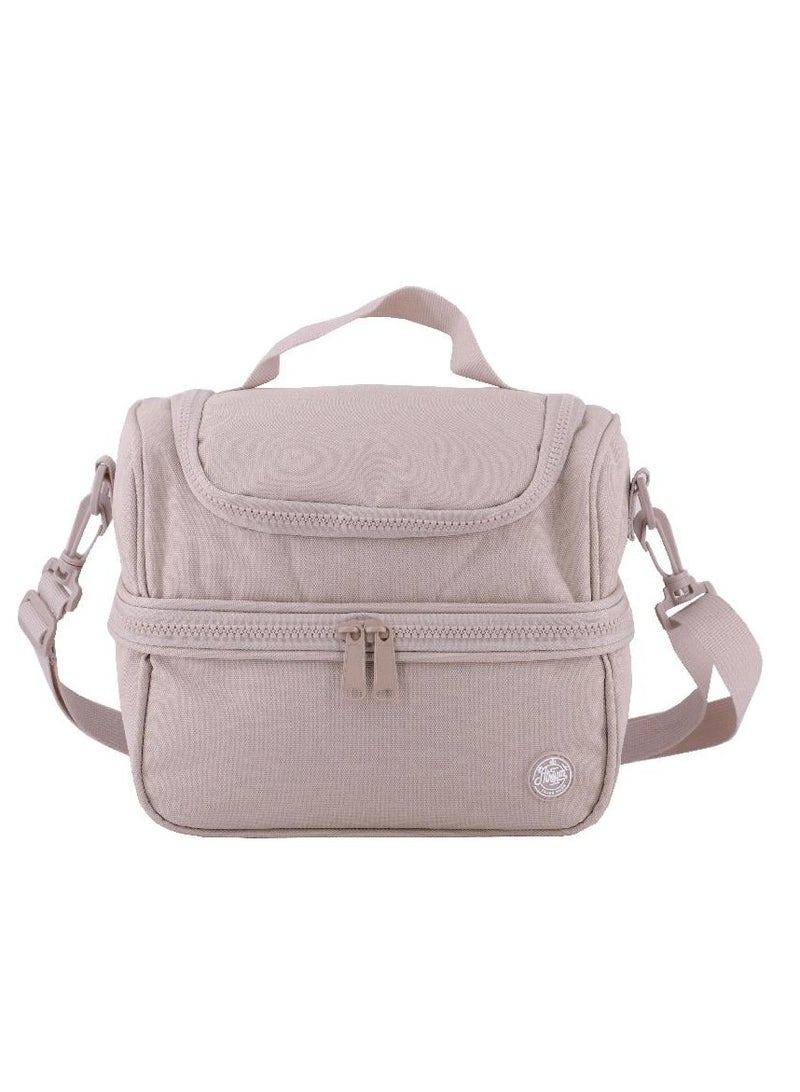 أتريوم حقيبة غداء كبيرة بسحاب لون أبيض لوزي صلب - Image 1