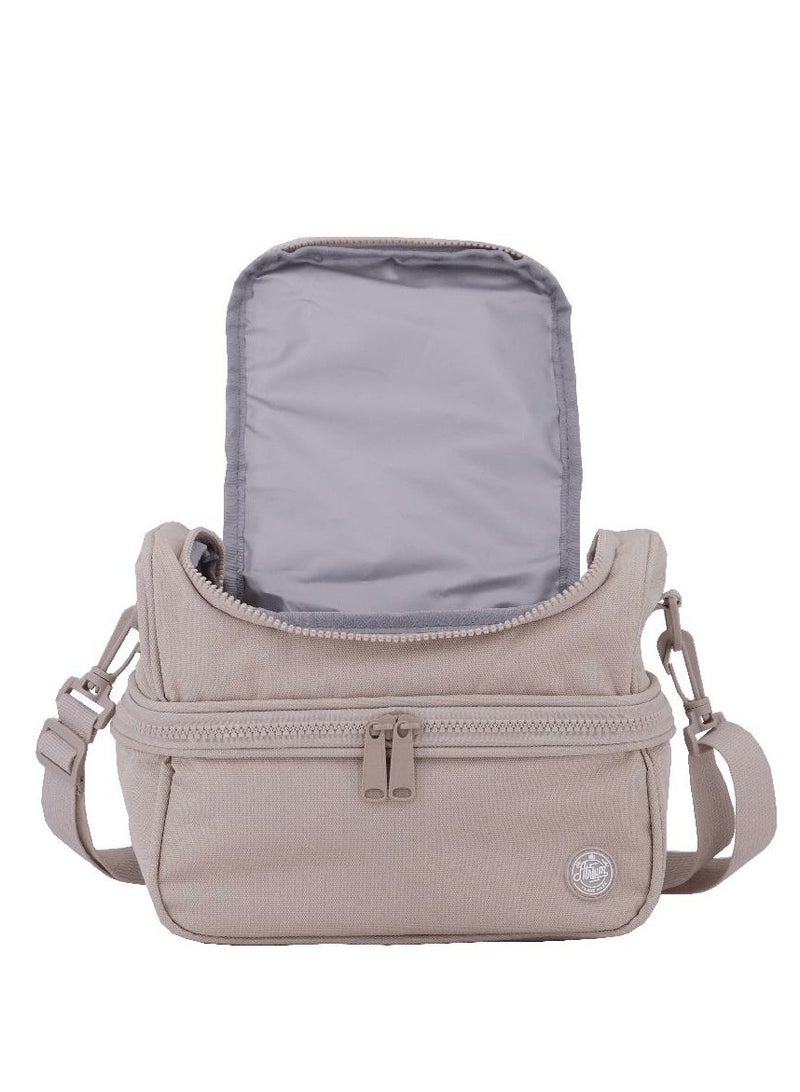 أتريوم حقيبة غداء كبيرة بسحاب لون أبيض لوزي صلب - Image 5