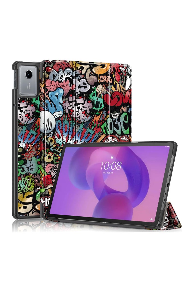 VKL Compatible with Lenovo Idea Tab Tablet 11 inch 2025 (TB-336ZU/TB-336FU) Tri-Fold Smart Case, Hard PC Back Shell Slim Case Multi- Viewing Angles Stand Folio Cover (Graffiti) - Image 1