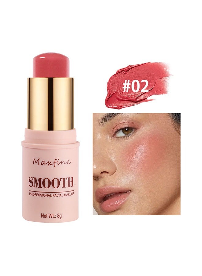 Maxfine Smooth Professional Facial Makeup,Cheeks & Lips and Eyes, 3  in 1 Creamy Blush,Moisturizing and Delicate Long Lasting Makeup Retention(#02)  - Image 2