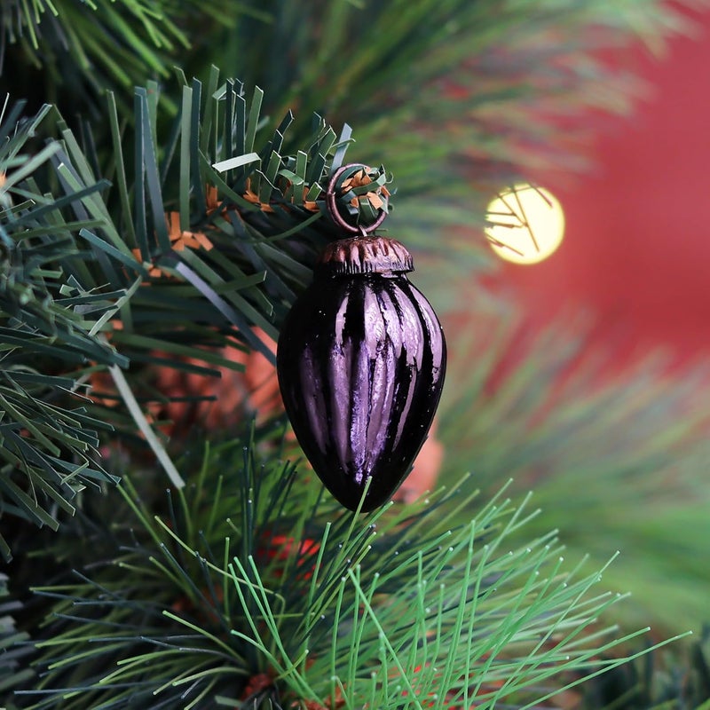 Indian-Shelf 50 Pieces Glass Black Christmas Ornaments Decorative Mercury Mini Vintage Bulk Hanging Ornaments for Halloween Christmas Tree New Year Valentine Day Holidays Event and Wedding Party Decor - Image 5