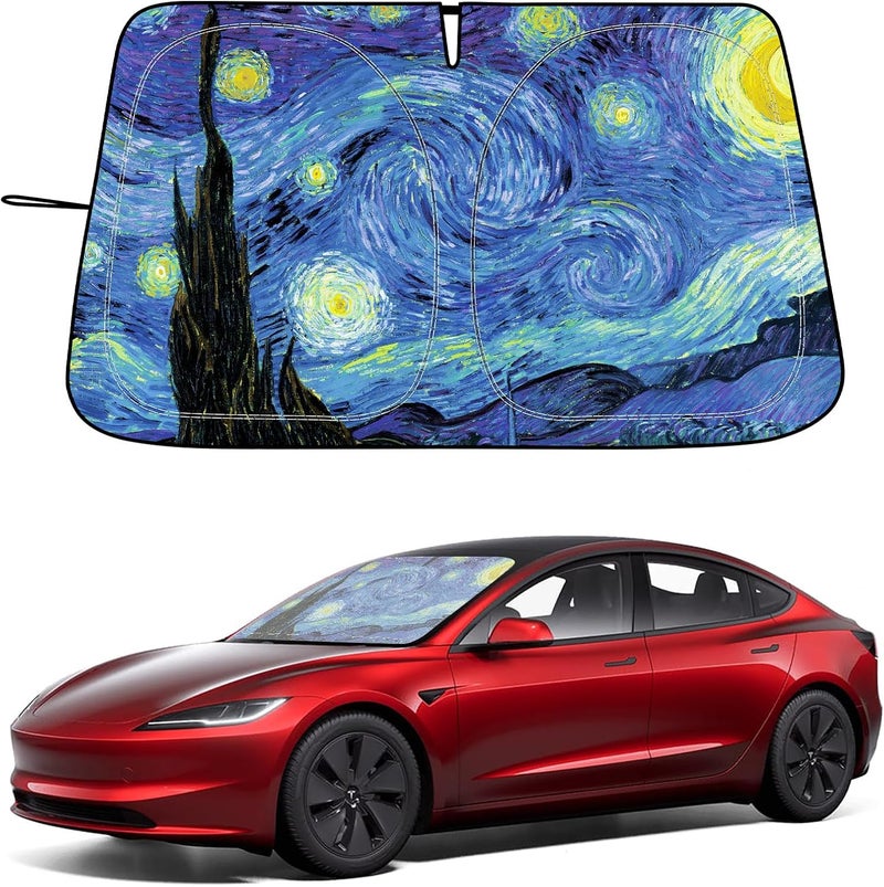 Clothclose Car Windshield Sunshade for Tesla Model Y/3 - Folding Front Window Sun Shade Cover with Upgraded UV Protection Fabric, Professional Accessories for Tesla Model 3/Y 2016 to 2026 with a Storage Bag - Image 1