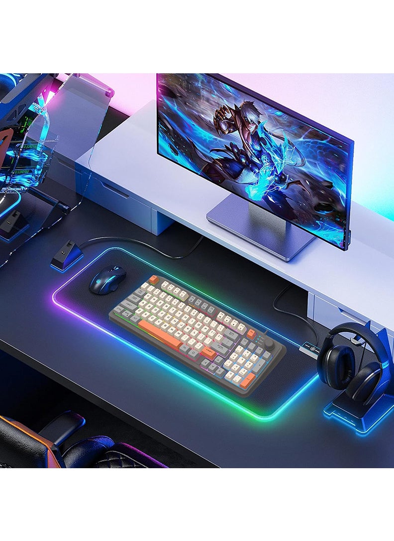 XUNFOX - K82 USB Keyboard Three Color-Block Luminous Mechanical Hand Feel Station 94 Key for Gaming Computer PC Laptop Mechanical Keyboard Three Color Backlit Keyboard Grey - Image 1