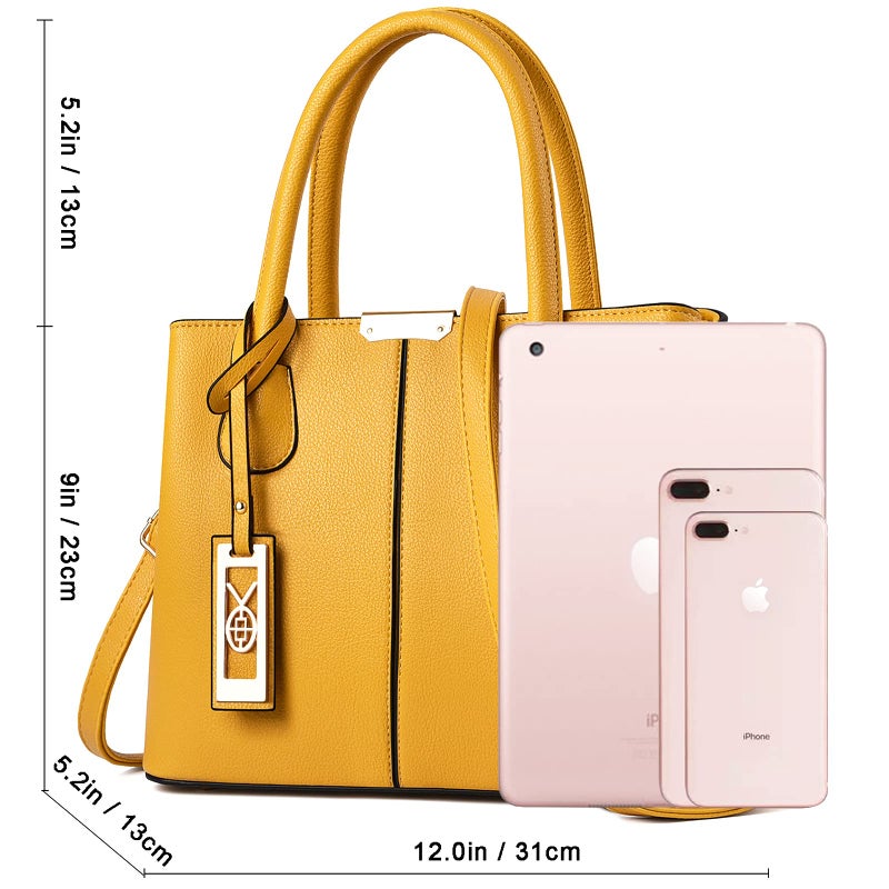 CHICAROUSAL Purses and Handbags for Women Leather Crossbody Bags Women's Tote Shoulder Bag (Yellow) - Image 5