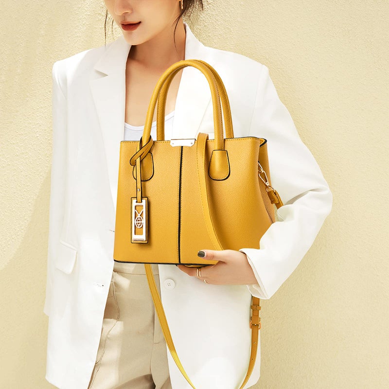 CHICAROUSAL Purses and Handbags for Women Leather Crossbody Bags Women's Tote Shoulder Bag (Yellow) - Image 3