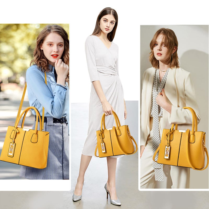 CHICAROUSAL Purses and Handbags for Women Leather Crossbody Bags Women's Tote Shoulder Bag (Yellow) - Image 2