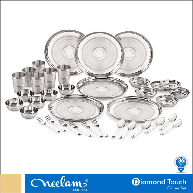 Neelam Stainless Steel Dinner Set (Set of 36 Pcs Diamond) - Image 2