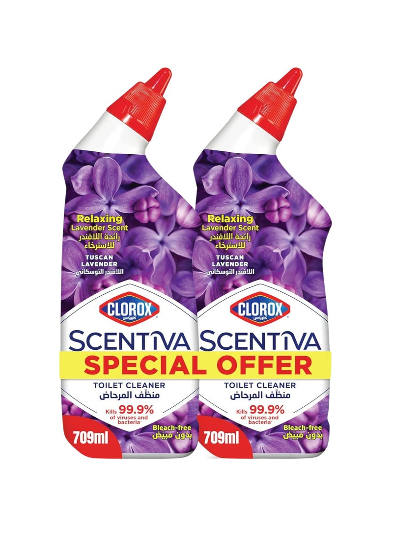 Clorox Scentiva Toilet Cleaner Tuscan Lavender Bleach Free 2 x 709ml  - Image 1