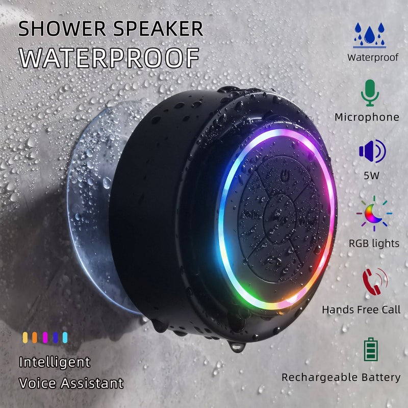Black Shower Speaker With RGB Lights Built In Mic Type C - Image 1