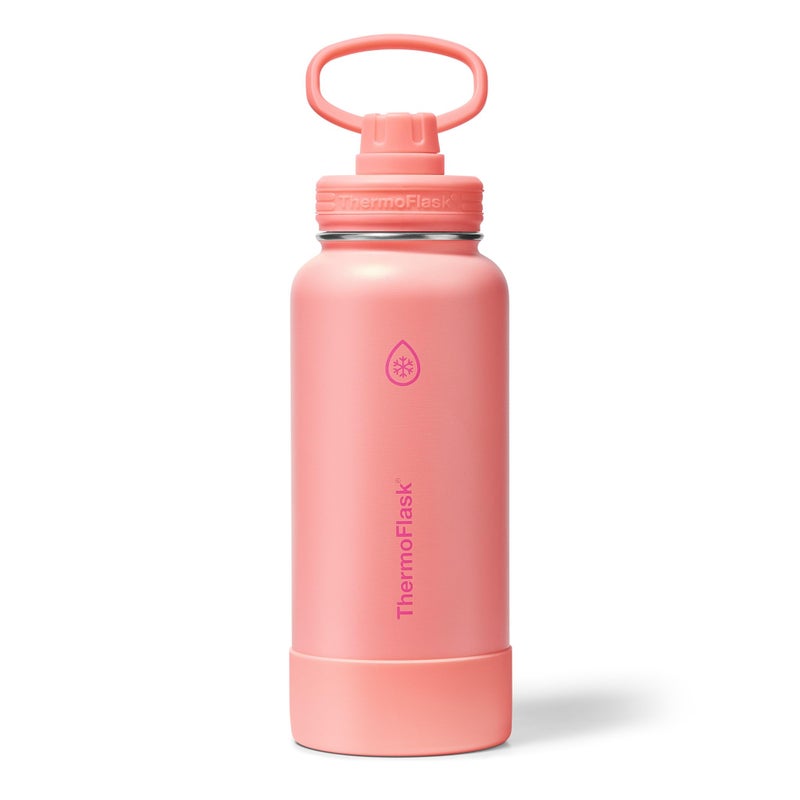 ThermoFlask 32 oz Double Wall Vacuum Insulated Stainless Steel Water Bottle with Spout Lid Sunkissed Coral