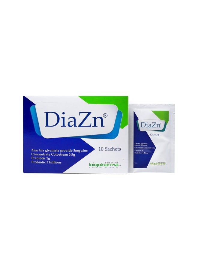 Diazn Zinc Probiotic Sachets 10’s – Immune System Booster for Gut Health, Digestion Support & Intestinal Balance