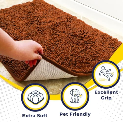 Muddy Mat Super Absorbent Door Mat Indoor Microfiber Quick Dry Chenille Entryway Rug NonSlip Front Door Mat Indoor Mats for Entryway Machine Washable Pet Rug Orange 28x18 - Image 3