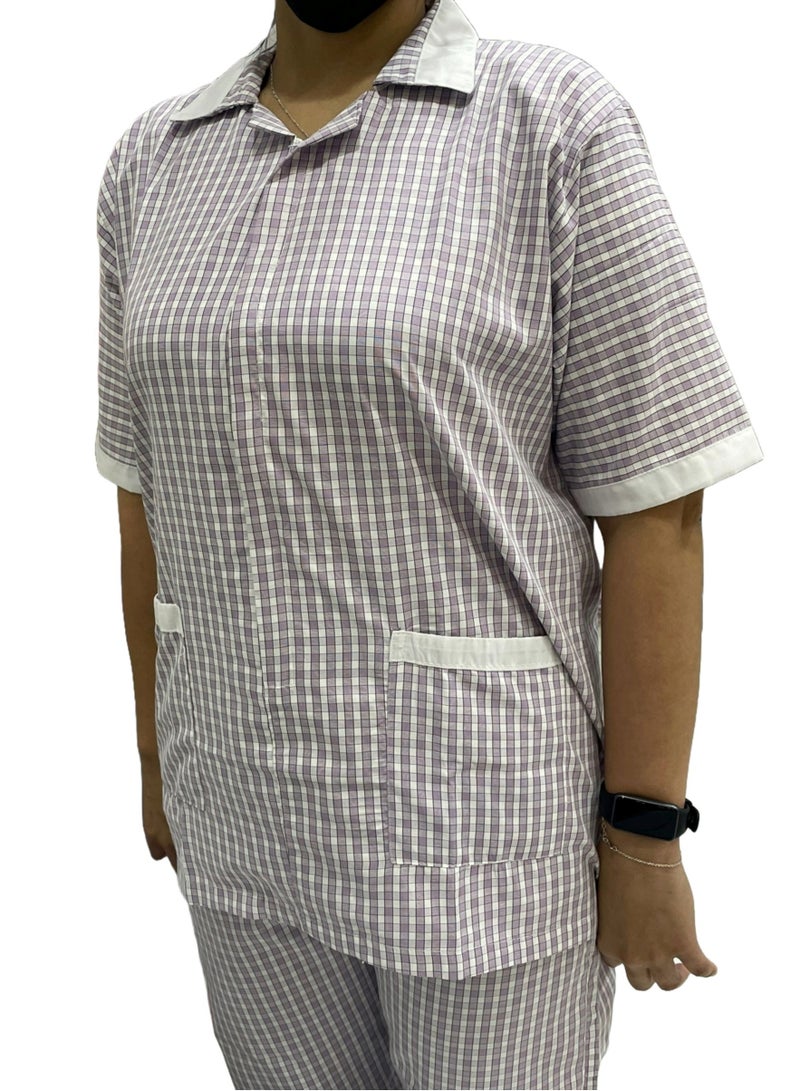 Rannah's Uniform Women's Housekeeper Uniform, Purple Housemaid Large Checkers Uniform Design, Summer Fabric, Light Fabric - Image 2