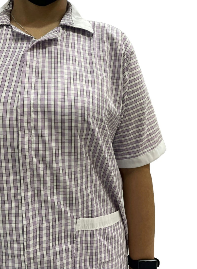 Rannah's Uniform Women's Housekeeper Uniform, Purple Housemaid Large Checkers Uniform Design, Summer Fabric, Light Fabric - Image 3