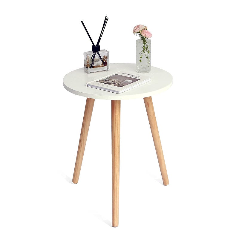 AWASEN Round Side End Table Accent Nightstand Modern for Living Room Bedroom Office Small Spaces 16D x 195H White
