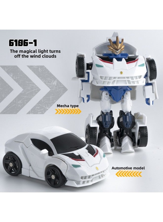 Haolong Warlord Deformation Robot Diamond Model Hand-made Mecha Jurassic Dinosaur Children Boy Toy Wholesale-Color:【6106-1 Luxury Car God Of War】 Shengguang Fengyun White - Image 1