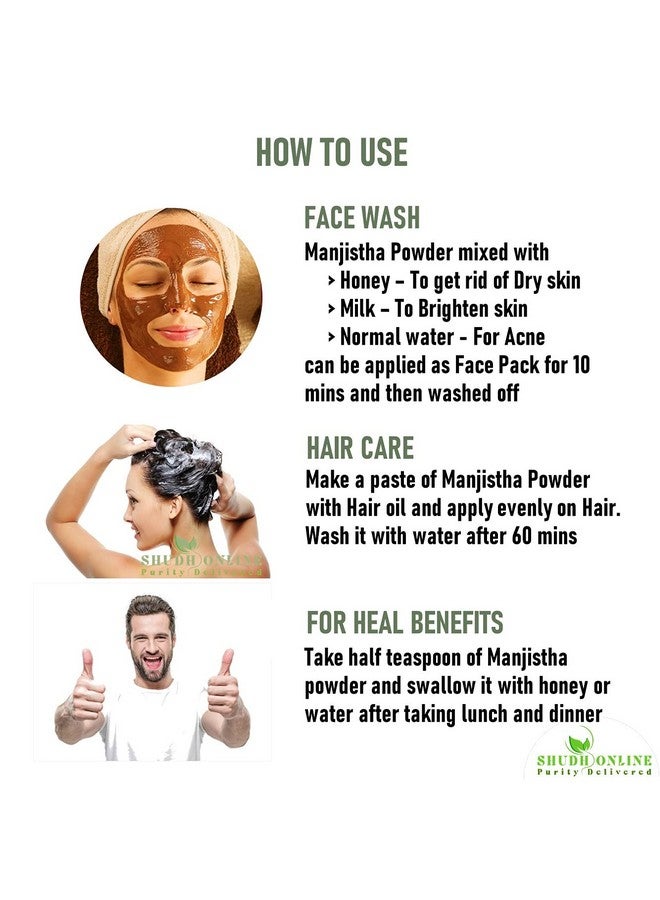 Shudh Online Manjistha Powder, Majith Organic Root Powder (100 Grams), Indian Madder (Eating, Skin whitening, Face, Hair), Manjishtha, Manjishta, Manjishta, Manjista - Image 3