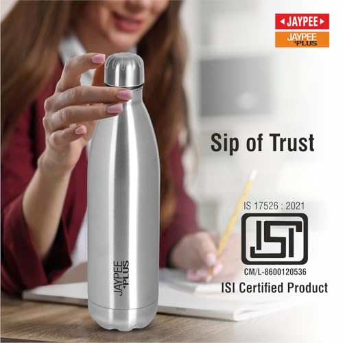 Jaypee Plus Alpha Vaccum Insulated Double Wall Thermosteel Flask 500 ml Water Bottle ISI Certified 24 Hours Hot and Cold Water Bottle for School,Office,Gym, Leakproof, Rustproof Steel Bottle,Metallic - Image 3