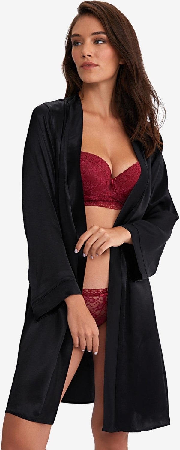 Ayyıldız Crescent 815 Black Satin Dressing Gown  - Image 1