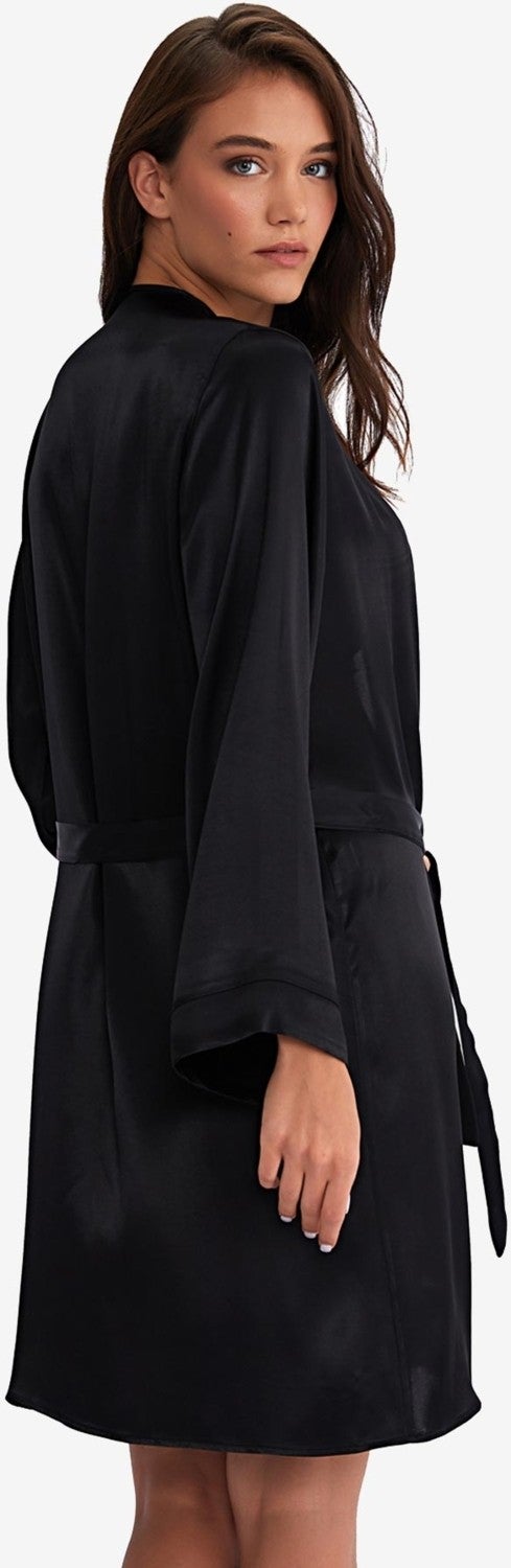 Ayyıldız Crescent 815 Black Satin Dressing Gown  - Image 2