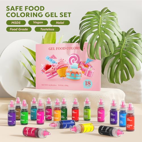 Cherrysea Gel Food Coloring,18 Baking Coloring Gel Set for Cake,Cookie Easter Egg Decorating,Cherrysea Edible Vibrant Food Dye for Baking Icing,Fondant,Macaron,Frosting,Gluten Free,Vegan Tasteless - 6g/Bottle - Image 3