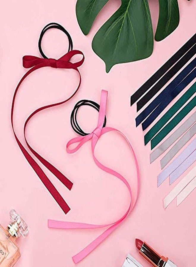 Minta 6 Pieces Long Silk Ribbon Hair Bands, Colourful Hair Scarf with Bow Silk Hair Ties, Satin Hair Scrunchies for Women Kids Girls - Image 2
