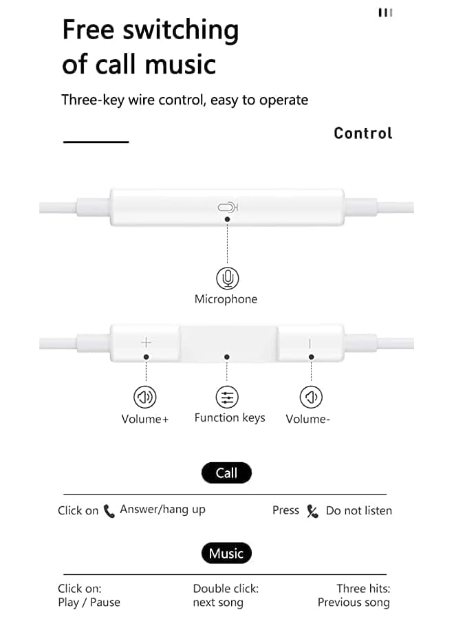erorex 3Piecs Earphones With Mic In Ear Headphones Universal 3.5Mm Original Clear Sound For Iphone Ipad For Samsung Galaxy Huawei With Built In Earphones Button Controllers  - Image 3